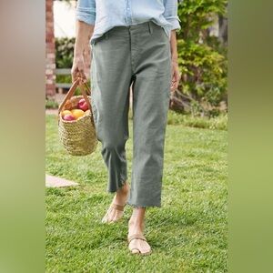 Frank & Eileen KINSALE Trouser pants Size 8 in rosemary green cotton flax linen